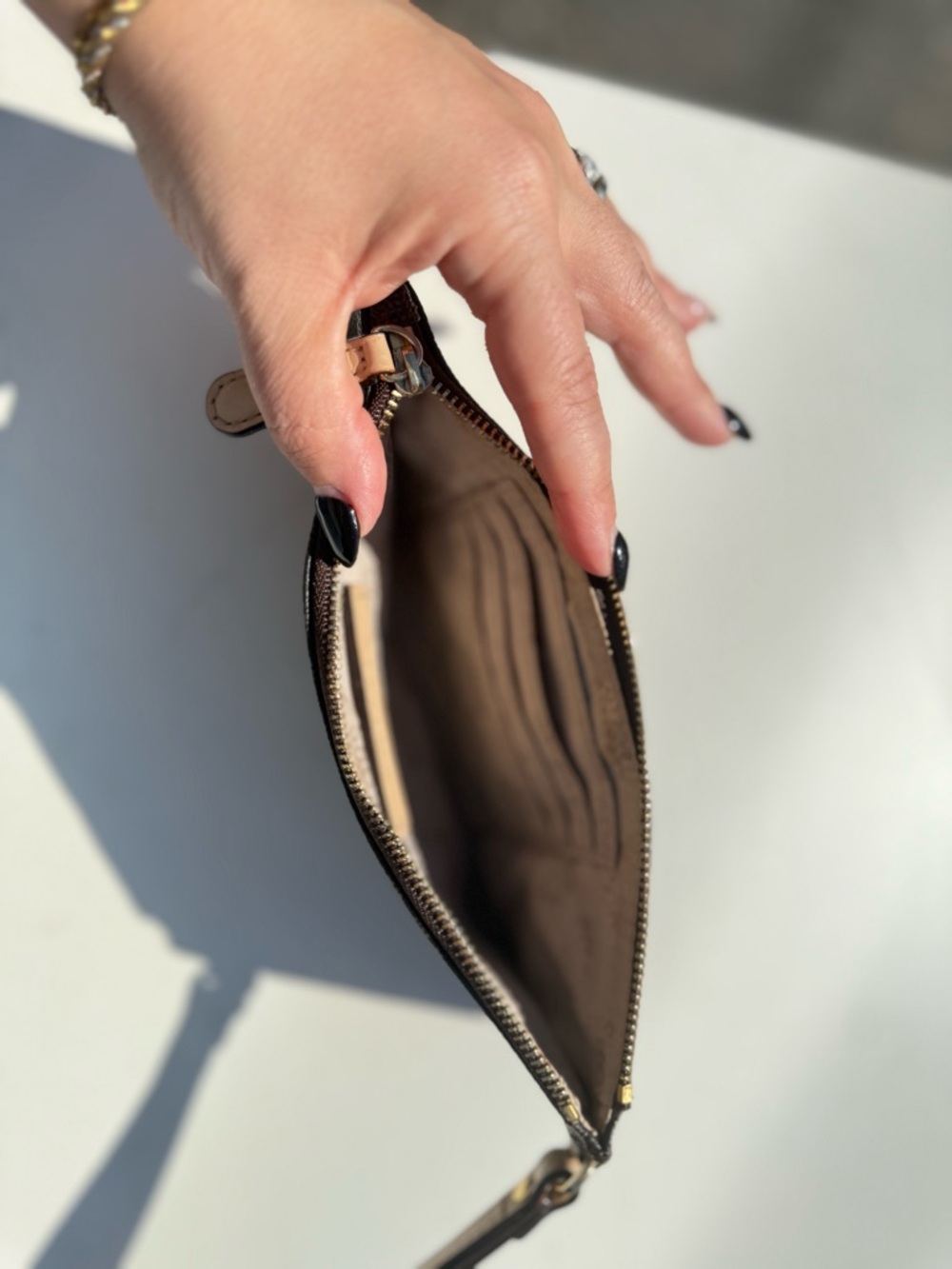 Michael Kors Brown and Beige Logo Wristlet - Picture 5 of 7